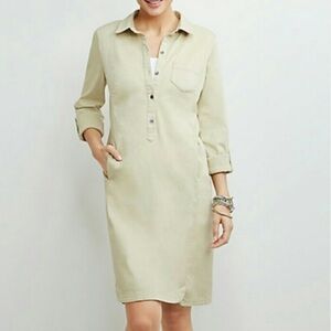 J. Jill live-in chino shirt dress 12 khaki